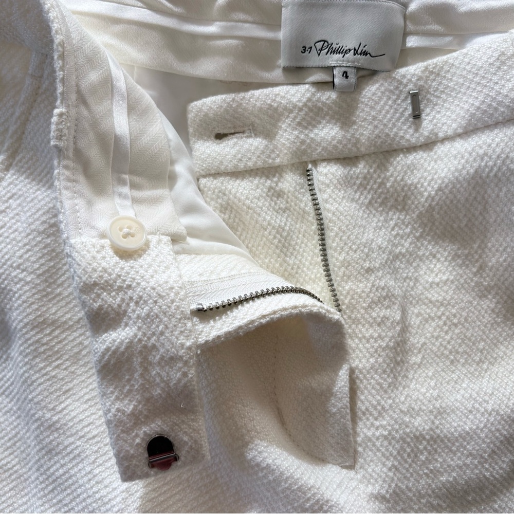 3.1 Phillip Lim Ivory Texured Pants View 4